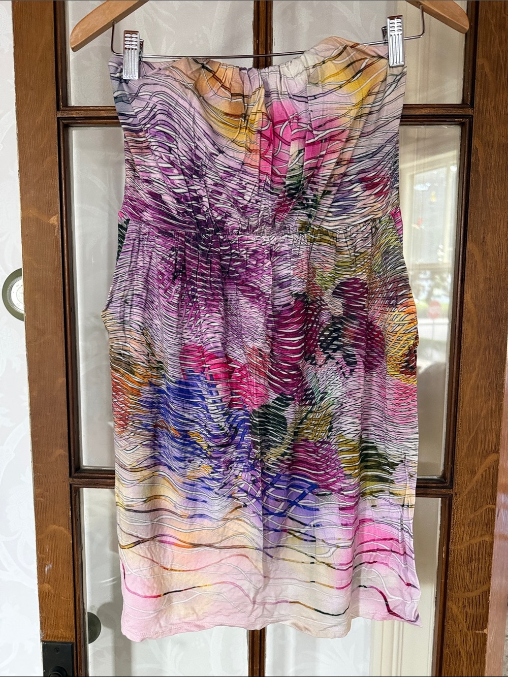 Strapless Floral Mini Dress in Pink Multi